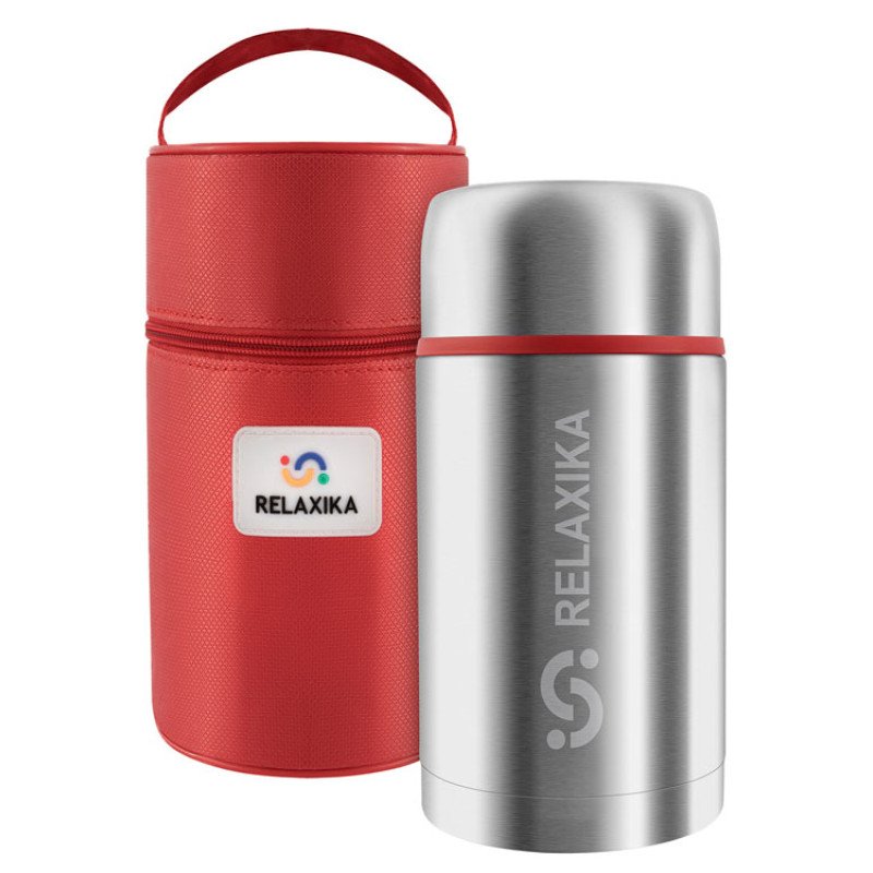 Термос для еды Relaxika 301 в чехле, 1200 мл, стальной