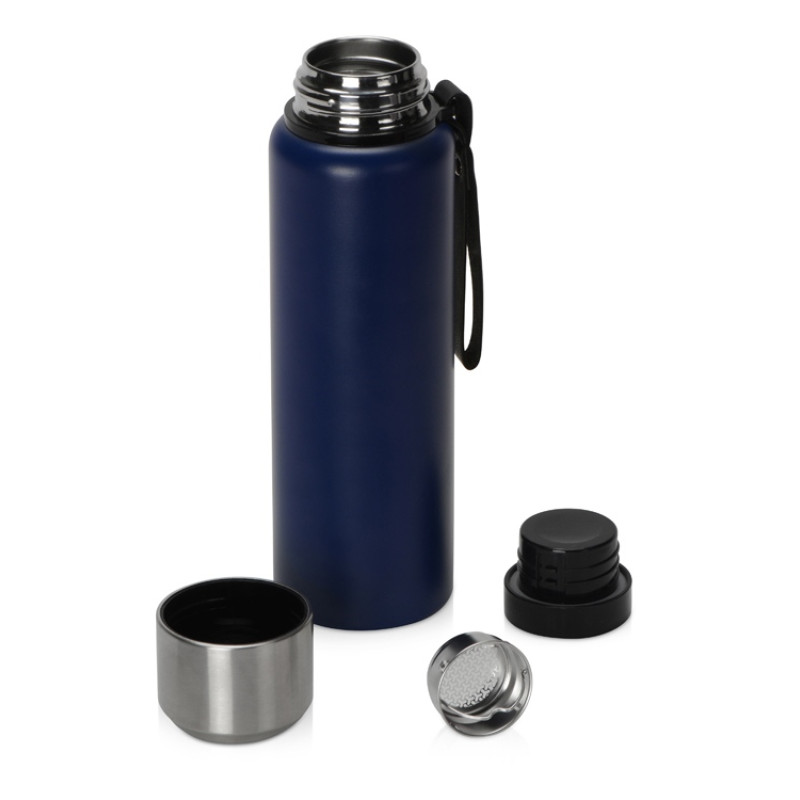 Вакуумный термос "Story" c покрытием powder, темно-синий