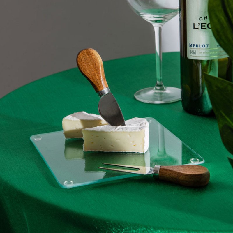 Набор для сыра Dorblue из стеклянной доски и вилки с ножом
