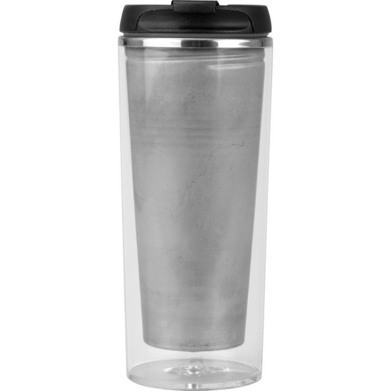 Термокружка «Remix» 400мл, прозрачный/черный Термокружка «Remix» 400мл, прозрачный/черный