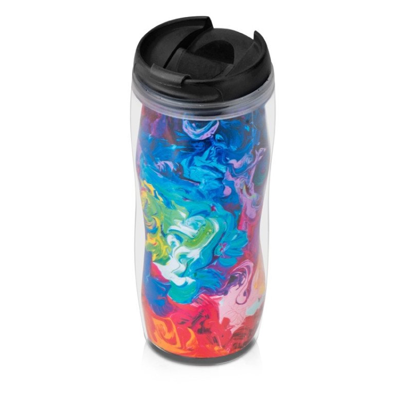 Термокружка «Mony» 400мл, под цифровую печать, прозрачный/черный Термокружка «Mony» 400мл, под цифровую печать, прозрачный/черный