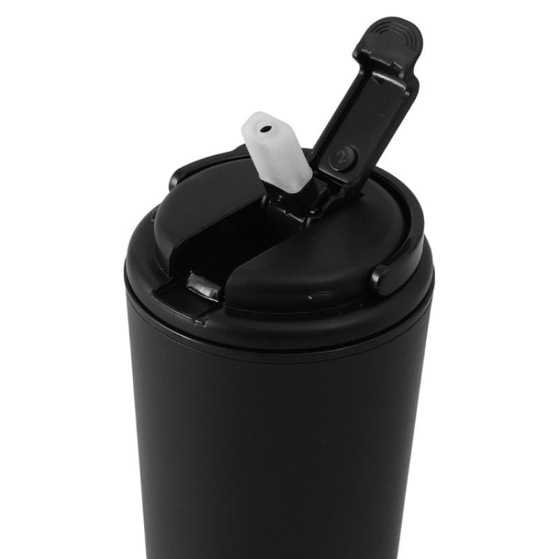 Термокружка с трубочкой «Moment Straw», 350 мл, черный