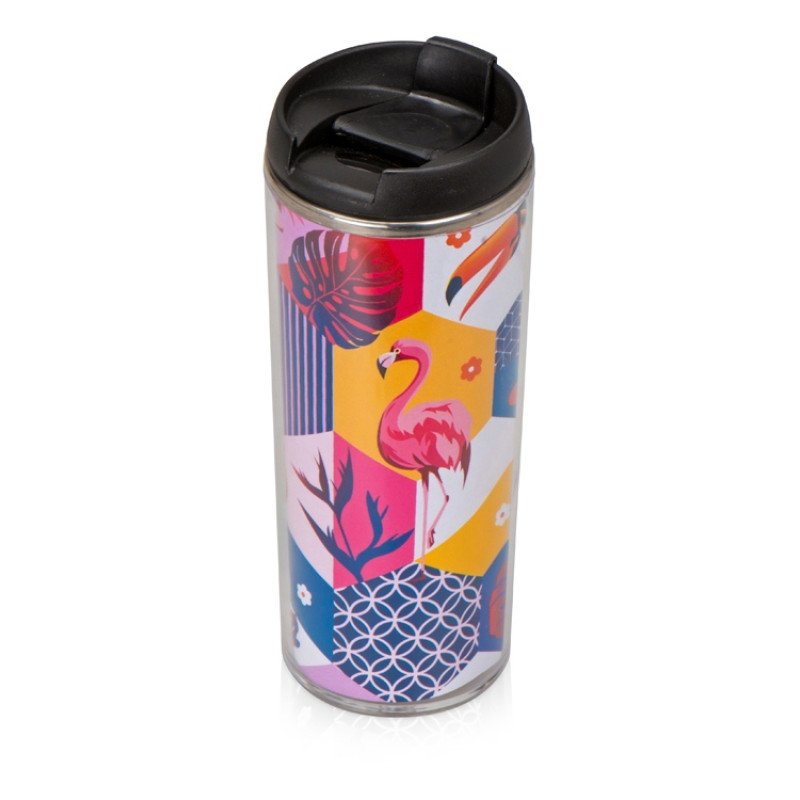 Термокружка «Remix» 400мл, прозрачный/черный Термокружка «Remix» 400мл, прозрачный/черный