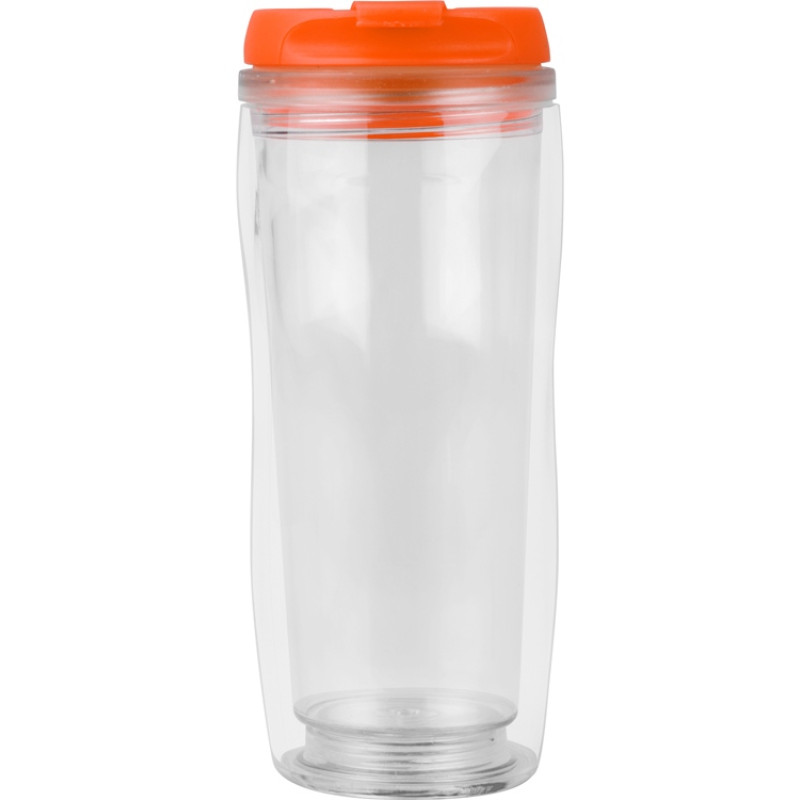 Термокружка «Mony» 400мл, под цифровую печать, прозрачный/оранжевый