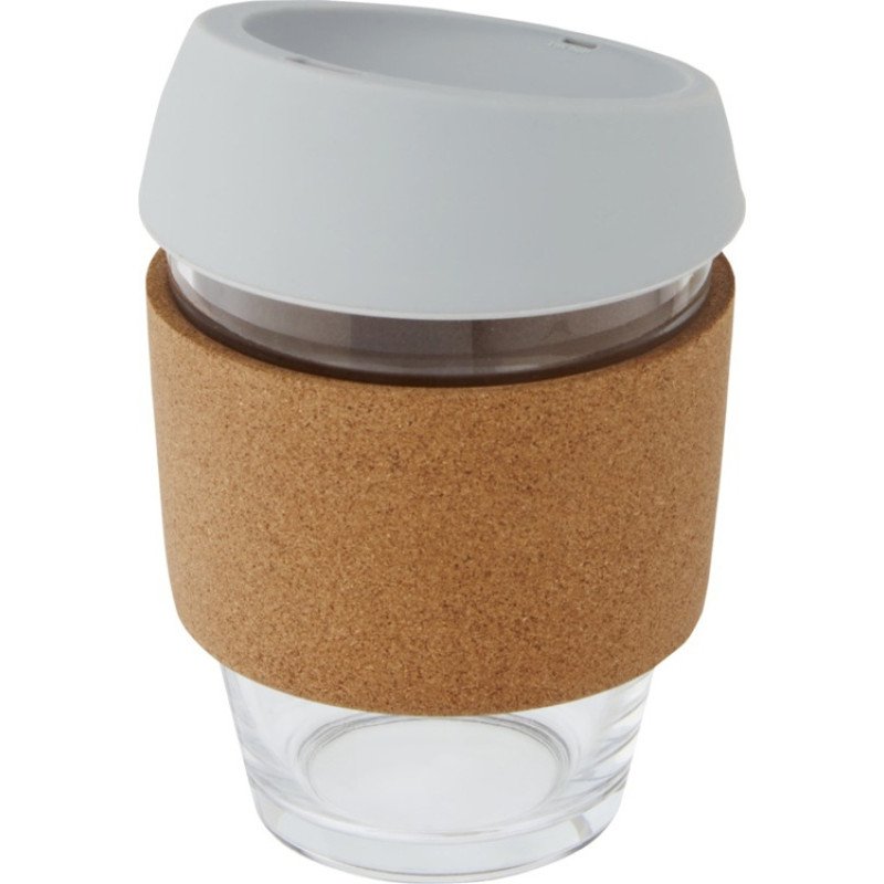 Lidan Кружка из объемом 360 мл с пробковым держателем и силиконовой крышкой, серый