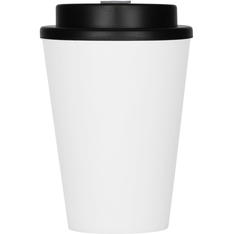 Пластиковый стакан Take away с двойными стенками и крышкой с силиконовым клапаном, 350 мл, белый/черный