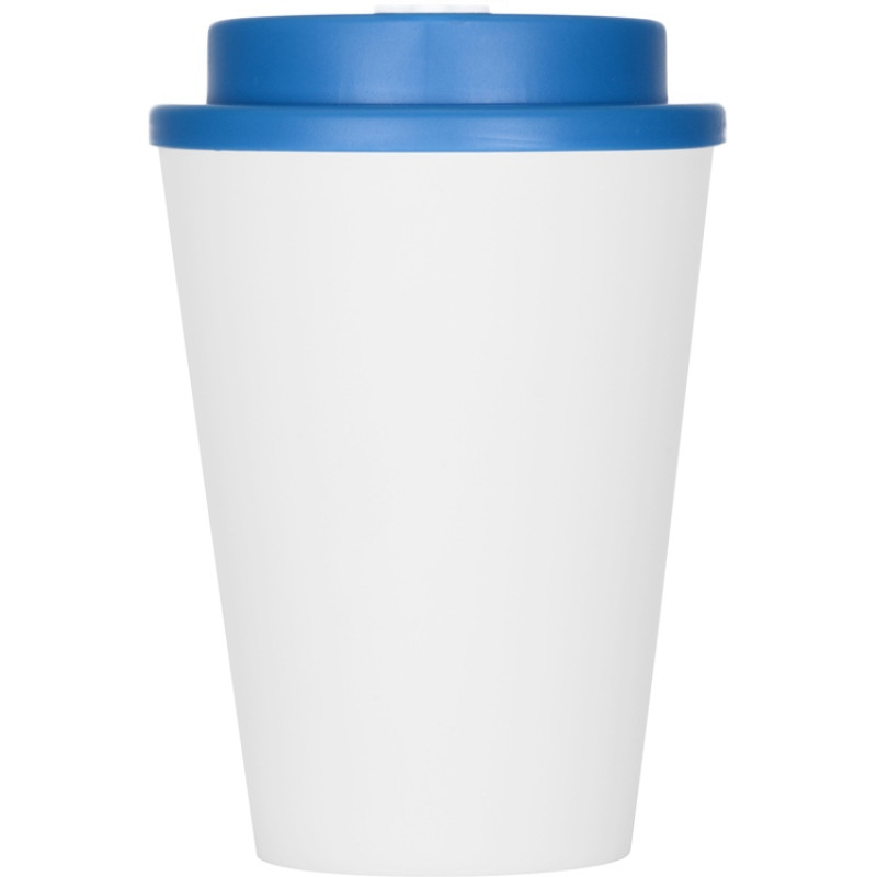 Пластиковый стакан Take away с двойными стенками и крышкой с силиконовым клапаном, 350 мл, белый/голубой