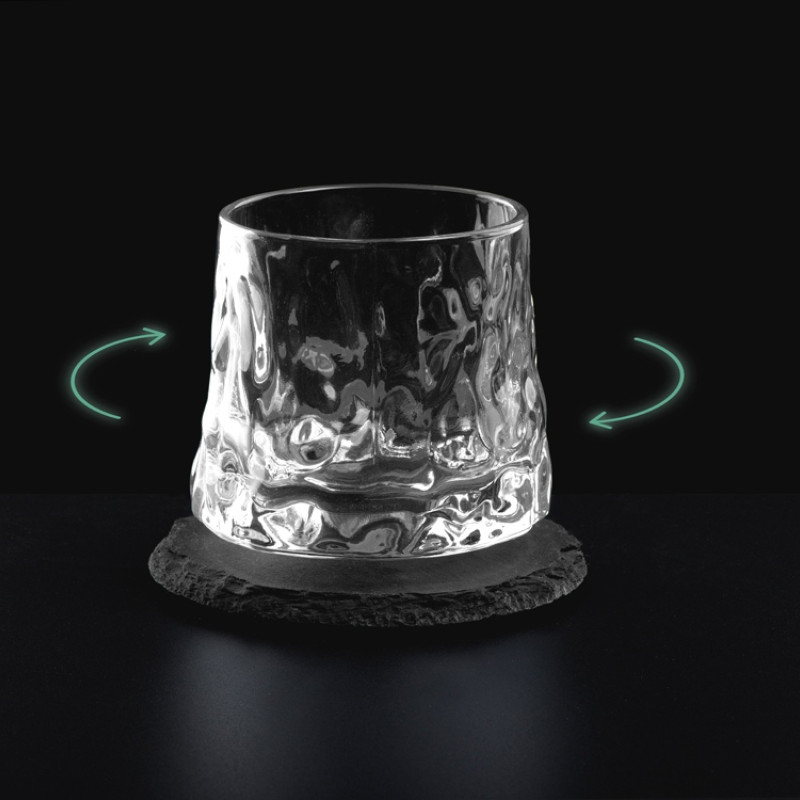 Вращающийся бокал для виски на сланцевом костере "Bromo"