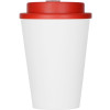 Пластиковый стакан Take away с двойными стенками и крышкой с силиконовым клапаном, 350 мл, белый/красный