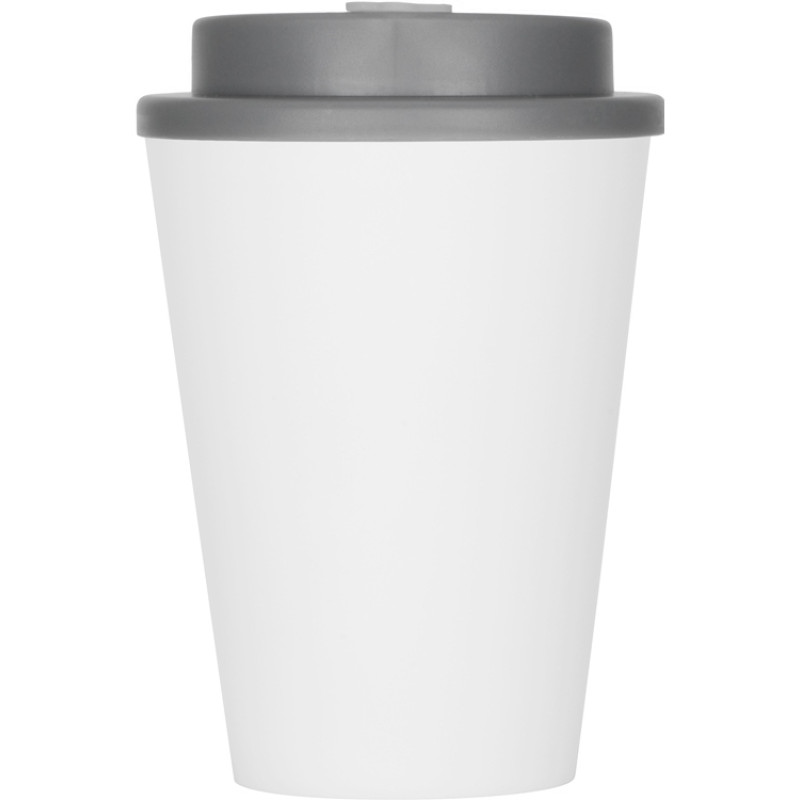 Пластиковый стакан Take away с двойными стенками и крышкой с силиконовым клапаном, 350 мл, белый/серый