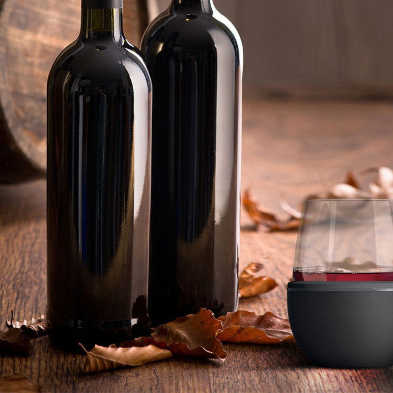 Тумблер для вина WINE KUZIE, черный (P)