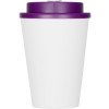 Пластиковый стакан Take away с двойными стенками и крышкой с силиконовым клапаном, 350 мл, белый/фиолетовый