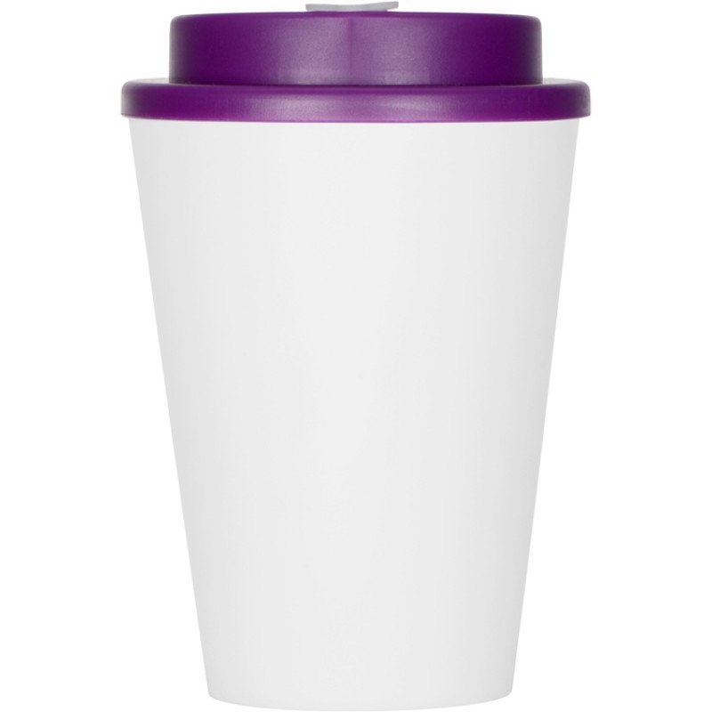 Пластиковый стакан Take away с двойными стенками и крышкой с силиконовым клапаном, 350 мл, белый/фиолетовый