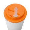 Пластиковый стакан Take away с двойными стенками и крышкой с силиконовым клапаном, 350 мл, белый/оранжевый
