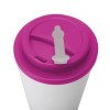 Пластиковый стакан Take away с двойными стенками и крышкой с силиконовым клапаном, 350 мл, белый/фуксия