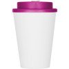 Пластиковый стакан Take away с двойными стенками и крышкой с силиконовым клапаном, 350 мл, белый/фуксия