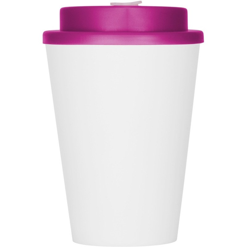 Пластиковый стакан Take away с двойными стенками и крышкой с силиконовым клапаном, 350 мл, белый/фуксия