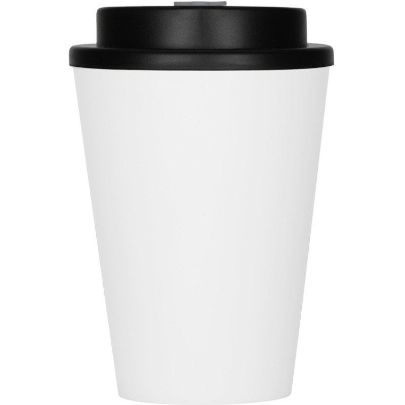 Пластиковый стакан Take away с двойными стенками и крышкой с силиконовым клапаном, 350 мл, белый/черный