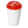 Пластиковый стакан Take away с двойными стенками и крышкой с силиконовым клапаном, 350 мл, белый/красный