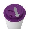 Пластиковый стакан Take away с двойными стенками и крышкой с силиконовым клапаном, 350 мл, белый/фиолетовый