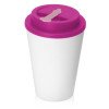 Пластиковый стакан Take away с двойными стенками и крышкой с силиконовым клапаном, 350 мл, белый/фуксия