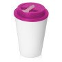 Пластиковый стакан Take away с двойными стенками и крышкой с силиконовым клапаном, 350 мл, белый/фуксия