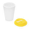 Пластиковый стакан Take away с двойными стенками и крышкой с силиконовым клапаном, 350 мл, белый/желтый