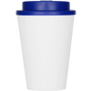 Пластиковый стакан Take away с двойными стенками и крышкой с силиконовым клапаном, 350 мл, белый/темно-синий