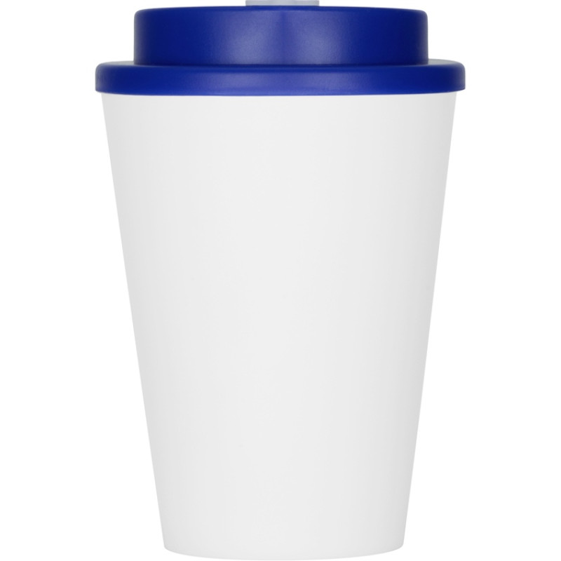Пластиковый стакан Take away с двойными стенками и крышкой с силиконовым клапаном, 350 мл, белый/темно-синий