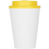 Пластиковый стакан Take away с двойными стенками и крышкой с силиконовым клапаном, 350 мл, белый/желтый