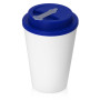 Пластиковый стакан Take away с двойными стенками и крышкой с силиконовым клапаном, 350 мл, белый/темно-синий
