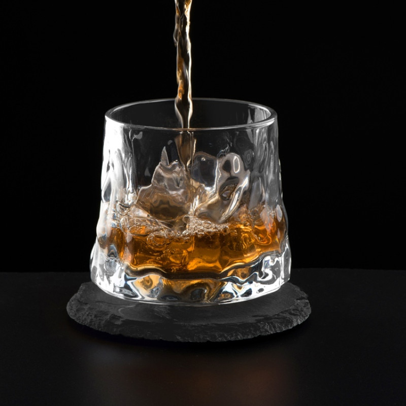 Вращающийся бокал для виски на сланцевом костере "Bromo"