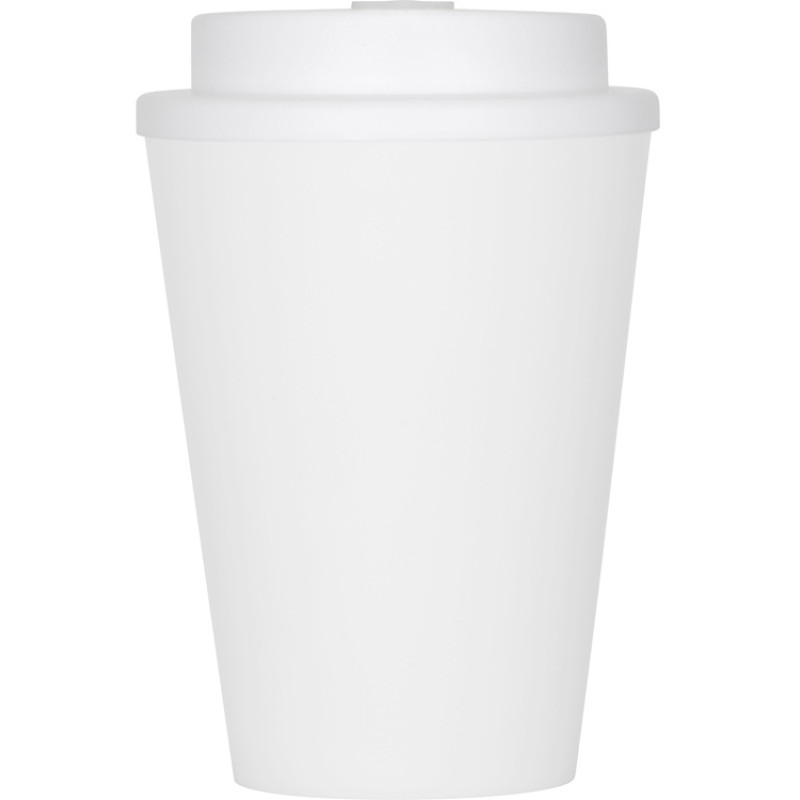 Пластиковый стакан Take away с двойными стенками и крышкой с силиконовым клапаном, 350 мл, белый
