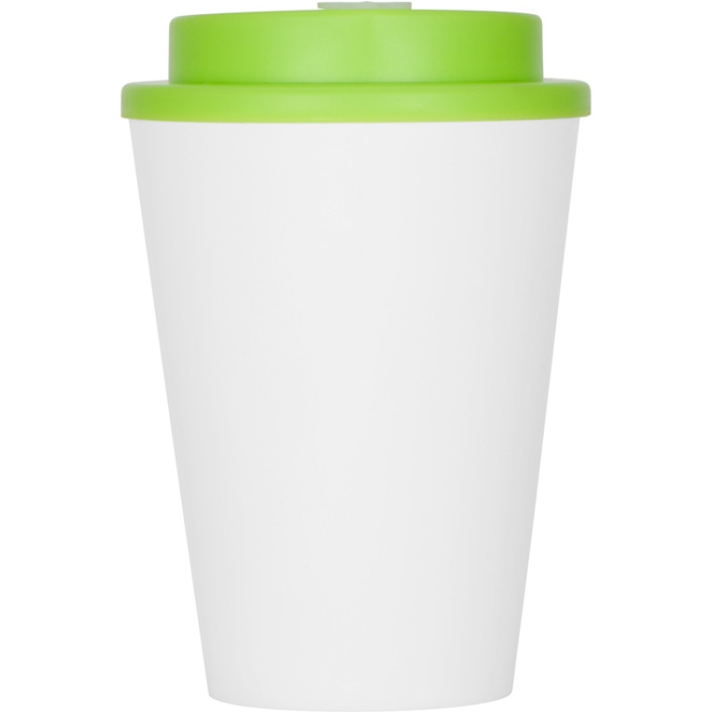 Пластиковый стакан Take away с двойными стенками и крышкой с силиконовым клапаном, 350 мл, белый/зел. Яблоко