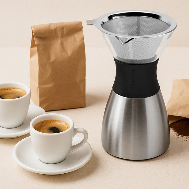 Кофеварка POUR OVER, 1000 мл, серебристый/черный