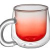 Кружка с двойными стенками с широкой ручкой и градиентным покрытием "Fog", красный