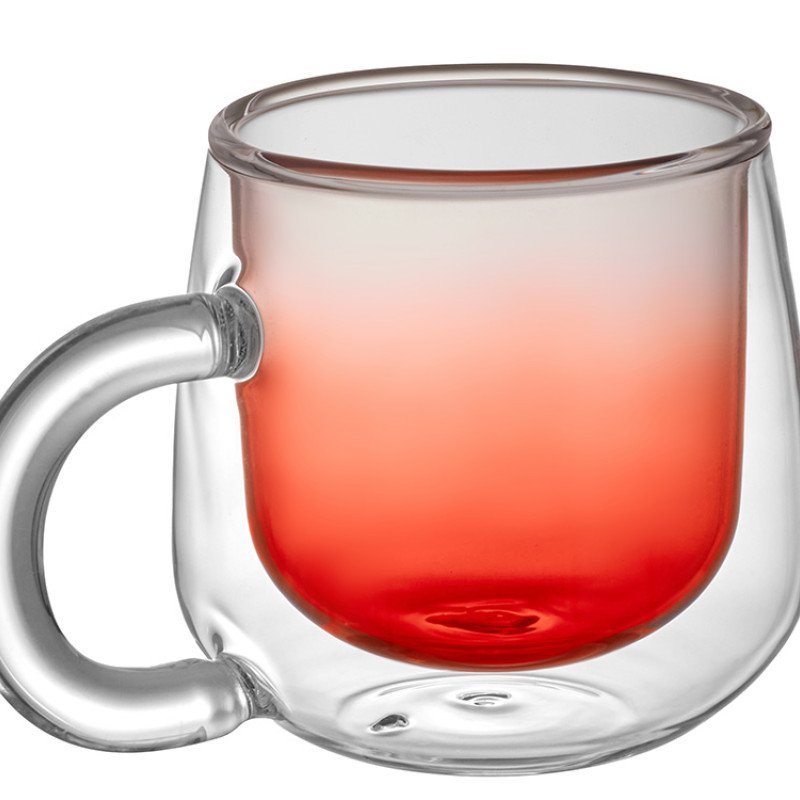 Кружка с двойными стенками с широкой ручкой и градиентным покрытием "Fog", красный