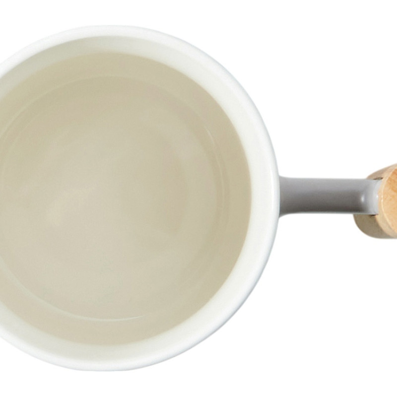 Кружка с ручкой и крышкой из каучукового дерева Jeny, серый