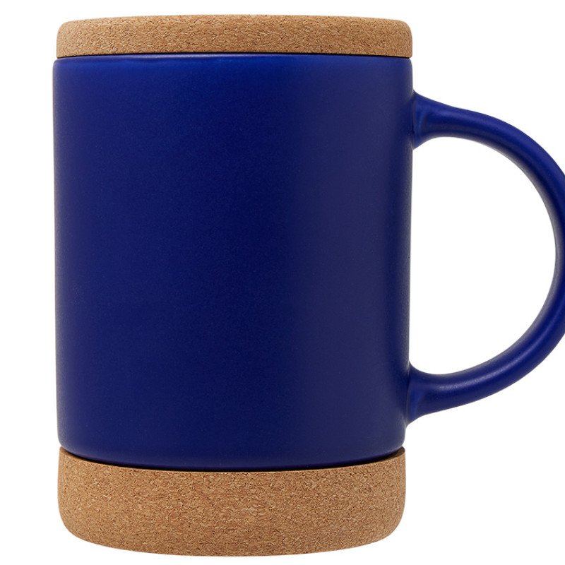 Кружка 450 мл с пробковым дном с крышкой "Корк & Бон", глубокий синий