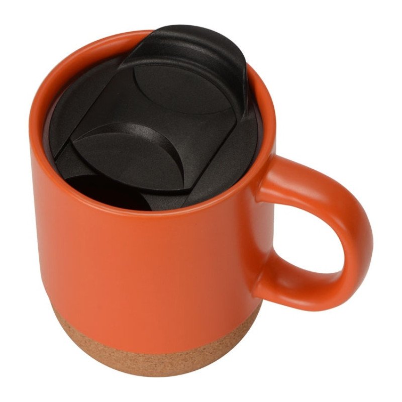 Кружка Denpasar с пробковым дном и крышкой, цветная с двух сторон, оранжевый (Р)