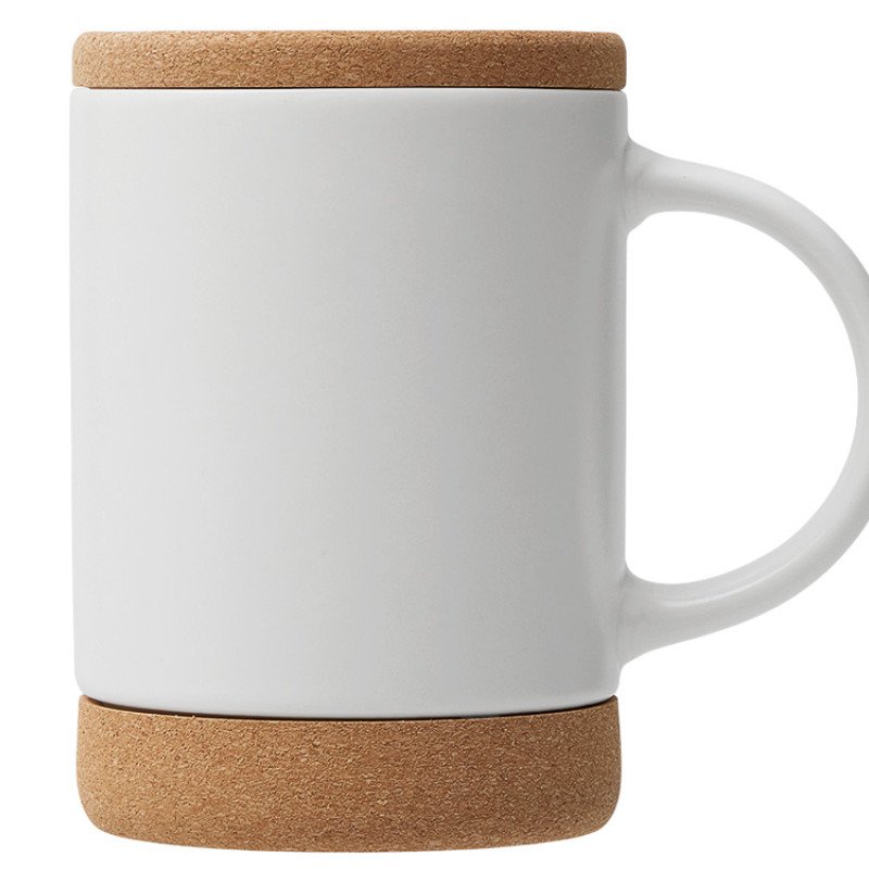 Кружка 450 мл с пробковым дном с крышкой "Корк & Бон", белый