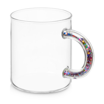 Стеклянная кружка с блестками в ручке "Feria"