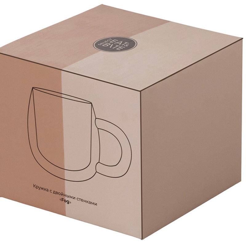 Кружка с двойными стенками с широкой ручкой "Fog", прозрачный