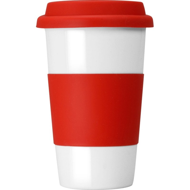 Кружка с силиконовой крышкой и манжетой «Нью-Йорк» 300мл, красный