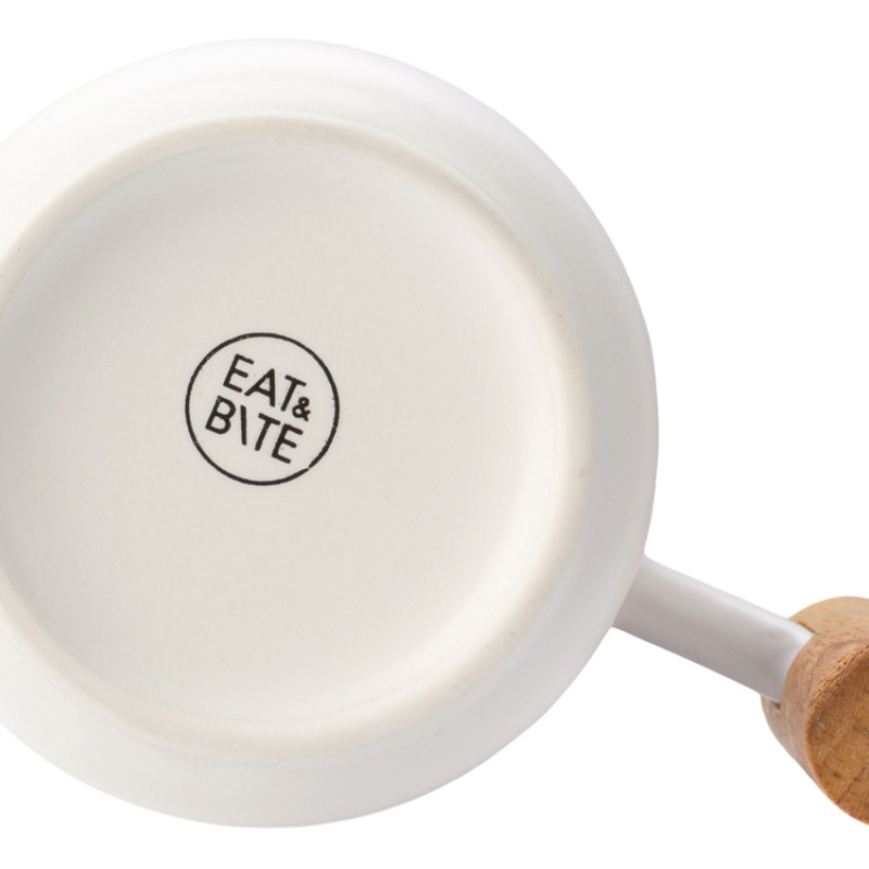 Кружка с ручкой и крышкой из каучукового дерева Jeny, белый