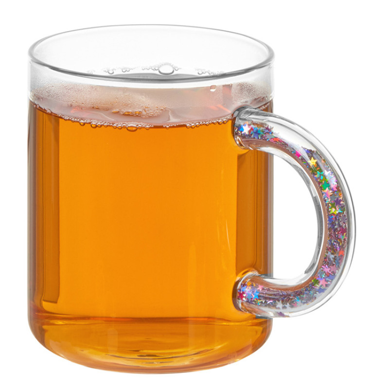 Стеклянная кружка с блестками в ручке "Feria"