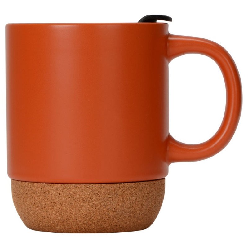 Кружка Denpasar с пробковым дном и крышкой, цветная с двух сторон, оранжевый (Р)