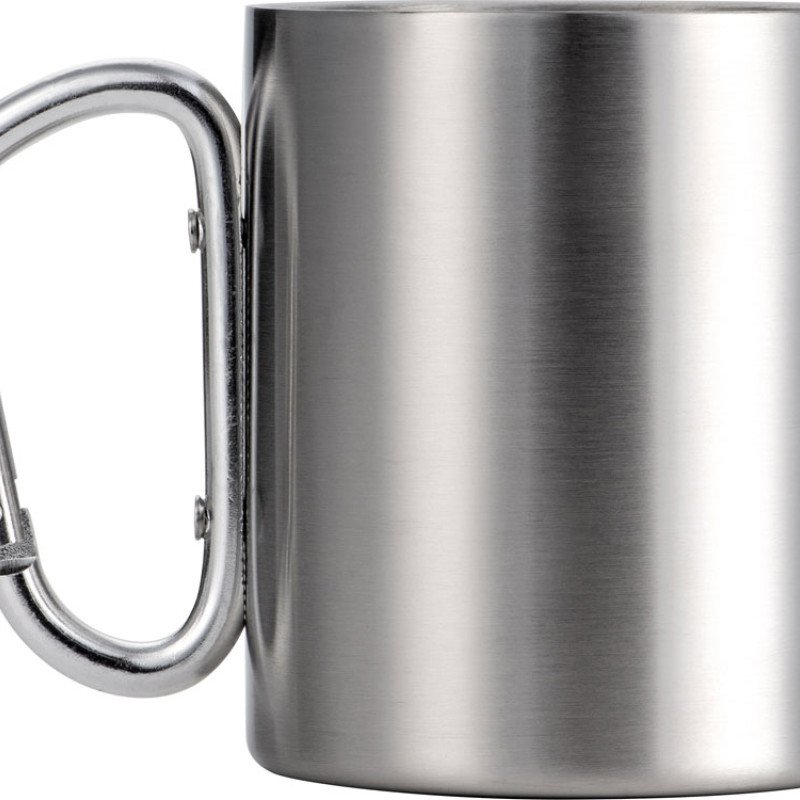 Стальная кружка Elbrus с двойными стенками и ручкой-карабином, 300 мл (глянц), серебристый (P)
