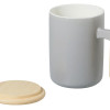 Кружка с ручкой и крышкой из каучукового дерева Jeny, серый