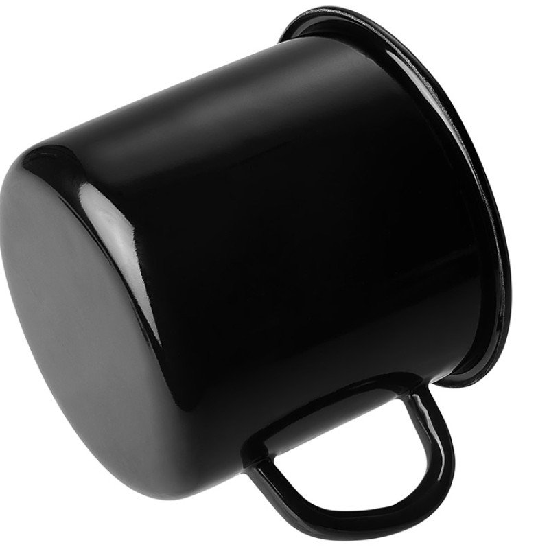 Кружка эмалированная с ободком, черная